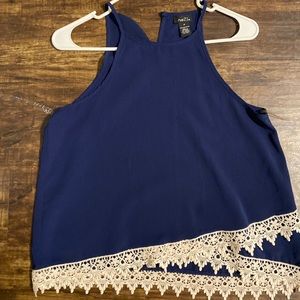 Blue lace trim tank